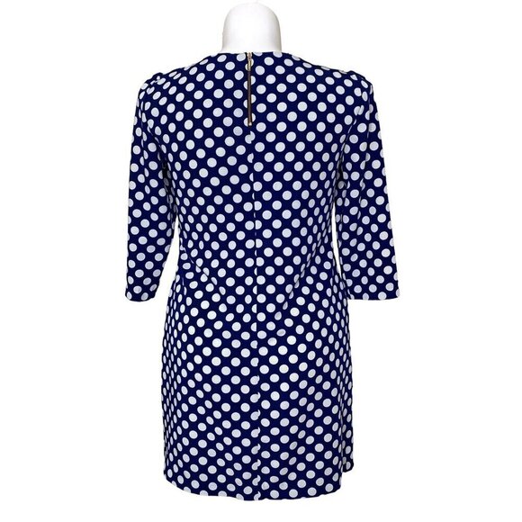 Zara Woman Shift Dress, Navy and White Polka Dot 3/4 Sleeve, Women's Size Large - Picture 5 of 9